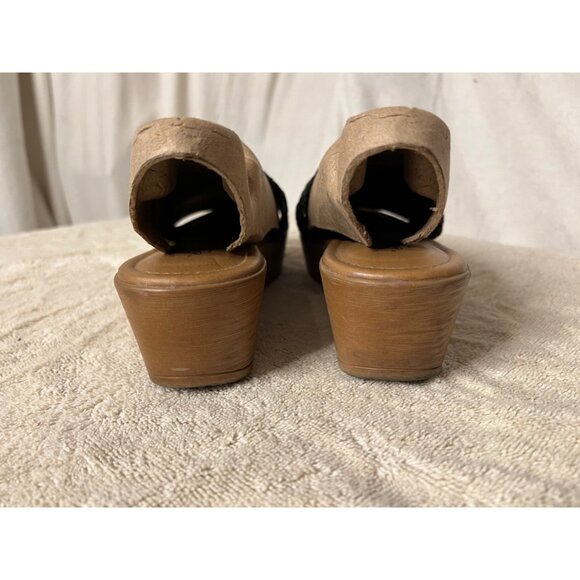 BASS Women's Willow Slide Leather Platform Sandals Size 7 1/2M Black & Brown - Picture 10 of 12